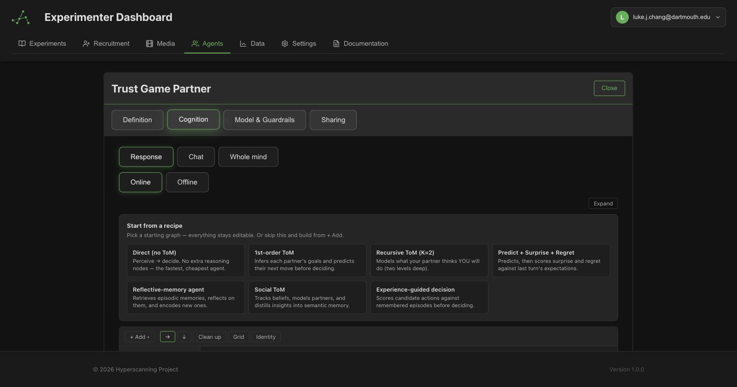 A new agent's Cognition tab offers the recipe gallery