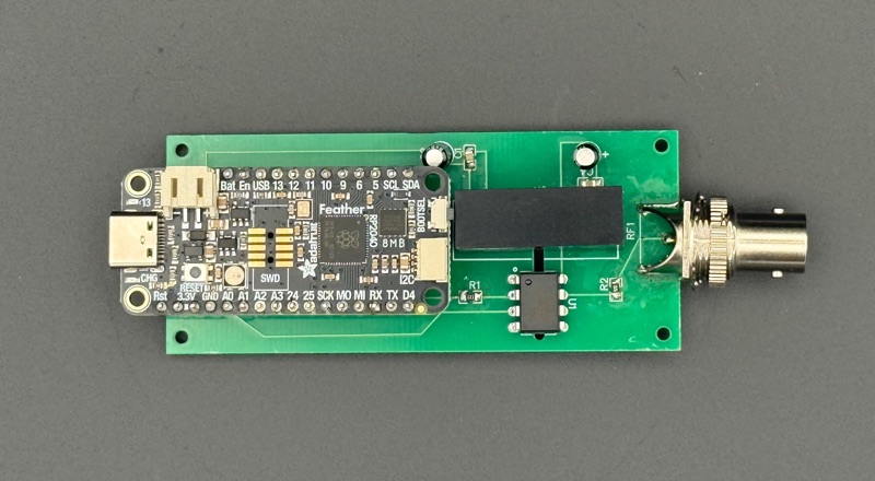 HyperStudy TTL FeatherWing PCB with Adafruit Feather RP2040 and optoisolator